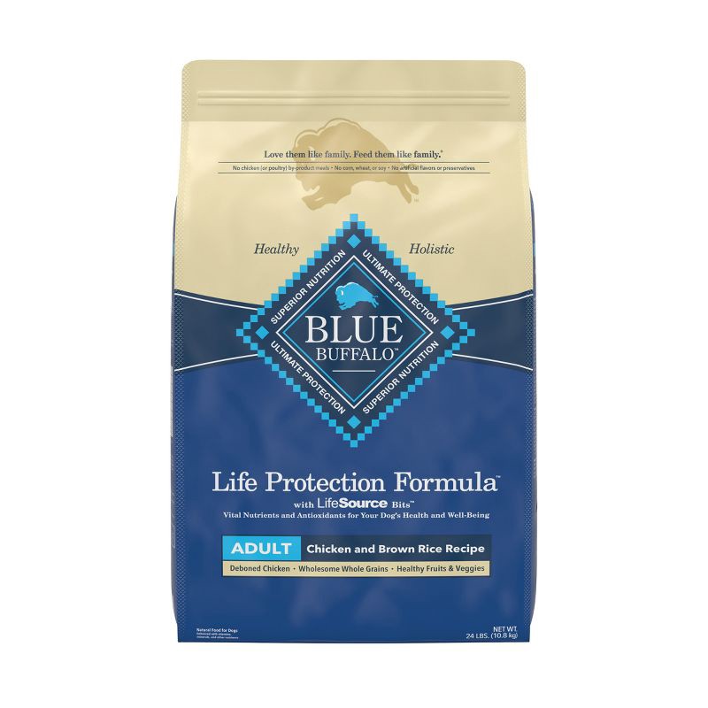 slide 1 of 9, Blue Buffalo Life Protection Formula Natural Adult Dry Dog Food with Chicken and Brown Rice - 24lbs, 24 lb