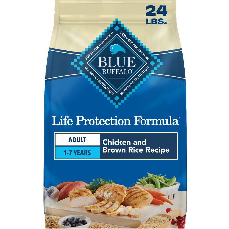 slide 1 of 11, Blue Buffalo Life Protection Formula Natural Adult Dry Dog Food with Chicken and Brown Rice - 24lbs, 24 lb