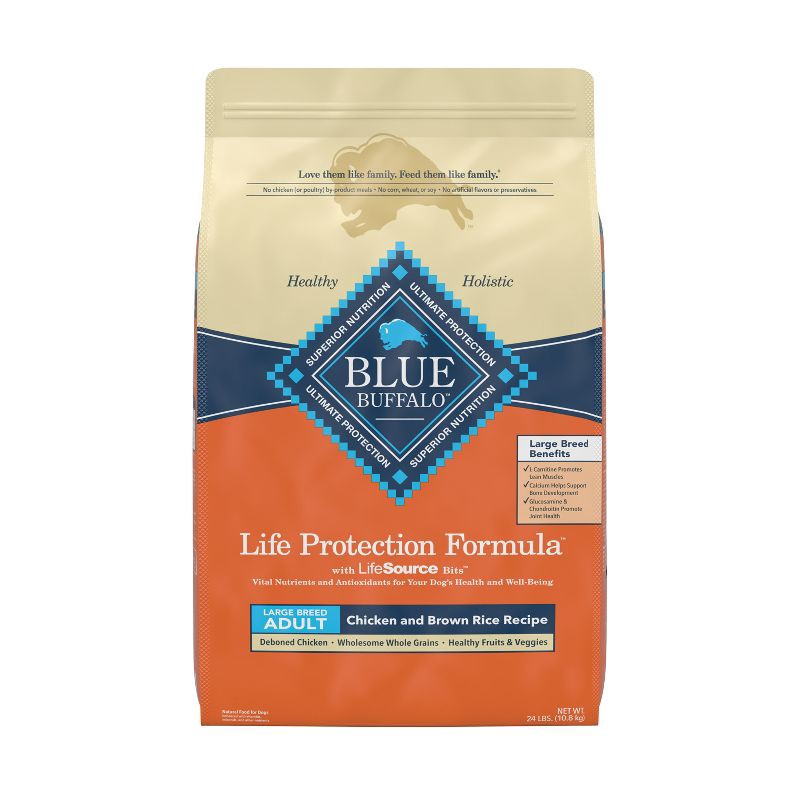 slide 1 of 12, Blue Buffalo Life Protection Formula Natural Adult Large Breed Dry Dog Food with Chicken and Brown Rice - 24lbs, 24 lb