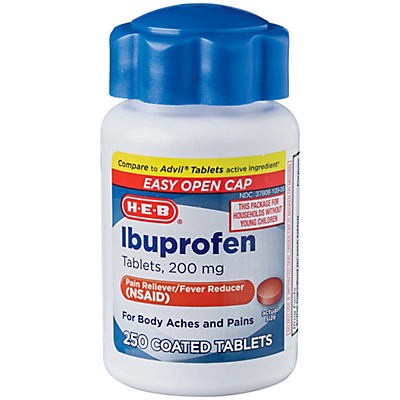 slide 1 of 1, H-E-B Ibuprofen 200 mg Coated Tablets, 250 ct
