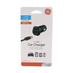 Ge Usb Car Charger With 2 Ports - Black