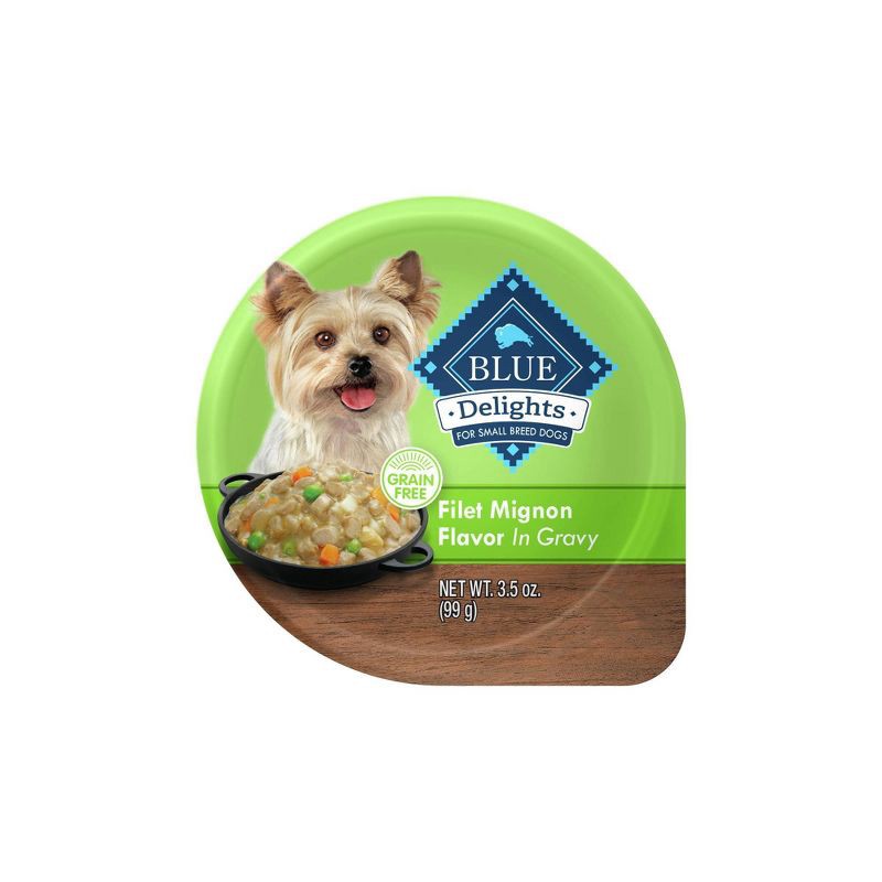 slide 1 of 1, Blue Buffalo Delights Grain Free In Gravy Small Breed Wet Dog Food Beef Filet Mignon Flavor - 3.5oz, 3.5 oz