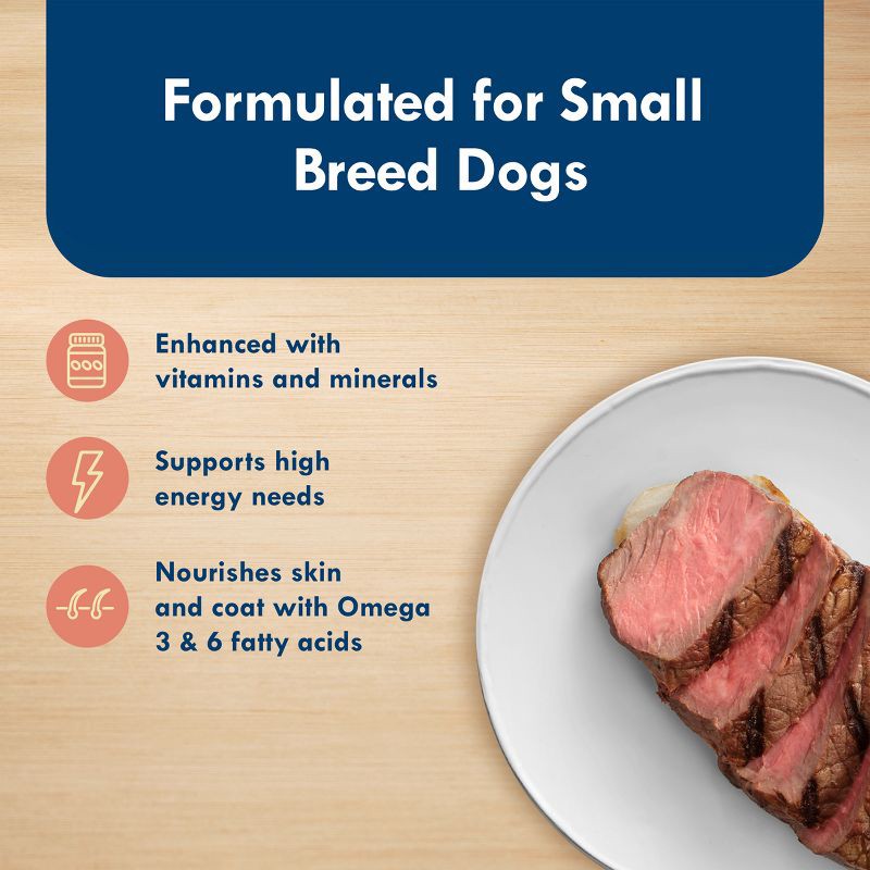 slide 4 of 9, Blue Buffalo Delights Natural Adult Small Breed Wet Dog Food Cup, Pate Style, Filet Mignon Beef Flavor in Savory Juice - 3.5oz, 3.5 oz