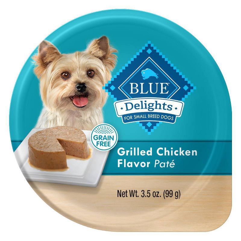 slide 1 of 1, Blue Buffalo Delights Natural Adult Small Breed Wet Dog Food Cup, Pate Style, Grilled Chicken Flavor in Savory Juice - 3.5oz, 3.5 oz