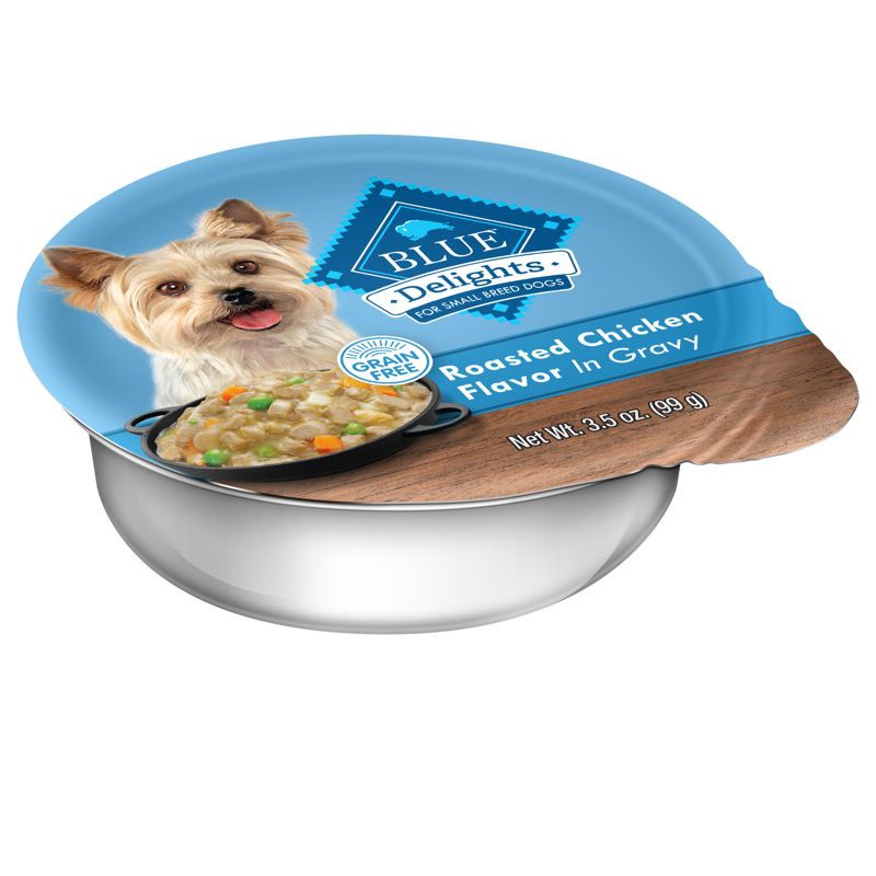 slide 2 of 7, Blue Buffalo Delights Natural Adult Small Breed Wet Dog Food Cup Roasted Chicken Flavor in Hearty Gravy - 3.5oz, 3.5 oz