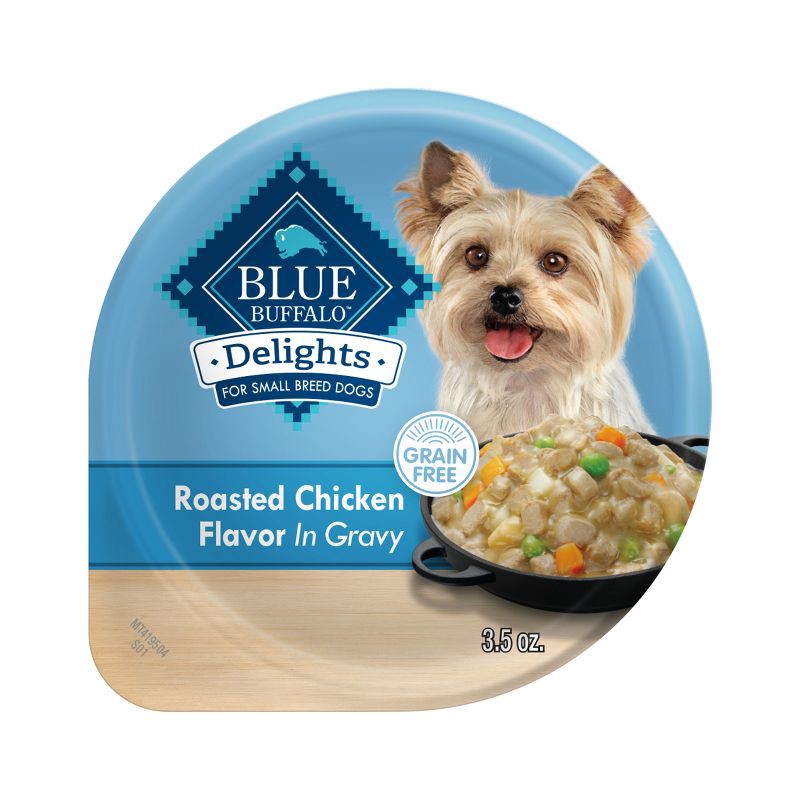 slide 1 of 7, Blue Buffalo Delights Natural Adult Small Breed Wet Dog Food Cup Roasted Chicken Flavor in Hearty Gravy - 3.5oz, 3.5 oz