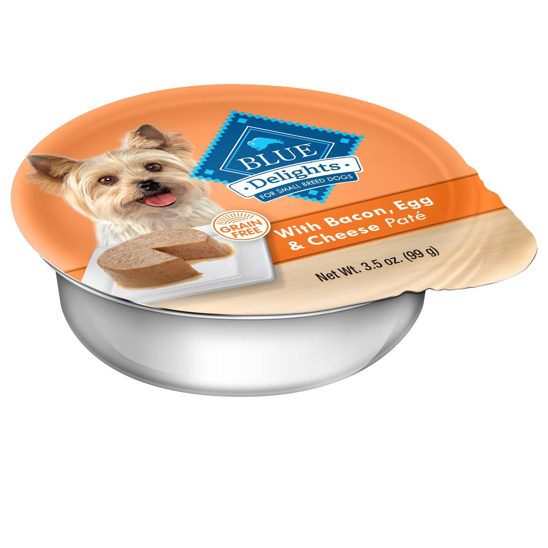 slide 2 of 4, Blue Buffalo Delights Grain Free Paté Small Breed Wet Dog Food with Bacon, Egg & Cheese - 3.5oz, 3.5 oz