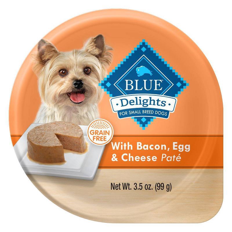 slide 1 of 1, Blue Buffalo Delights Grain Free Paté Small Breed Wet Dog Food with Bacon, Egg & Cheese - 3.5oz, 3.5 oz