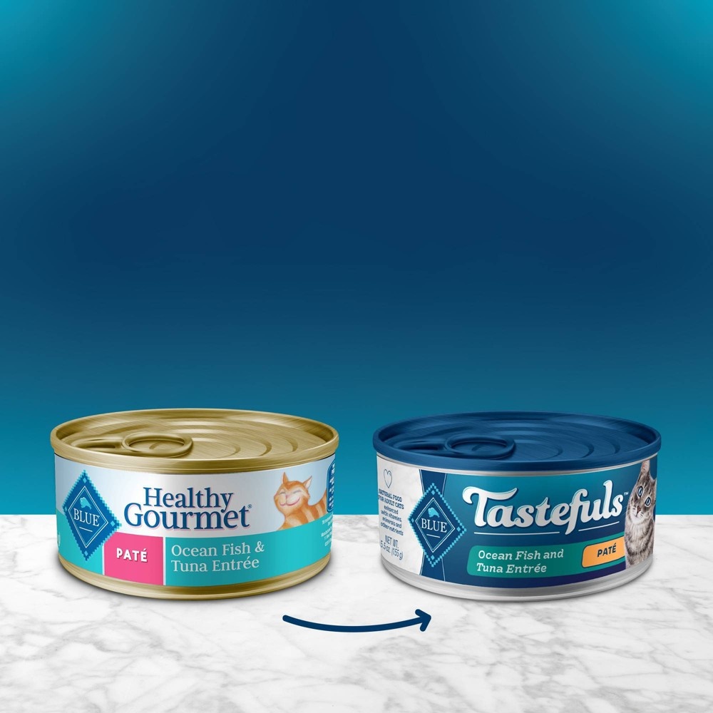 slide 2 of 4, Blue Buffalo Healthy Gourmet Adult Pate Ocean Fish & Tuna Entree - Wet Cat Food, 5.5 oz