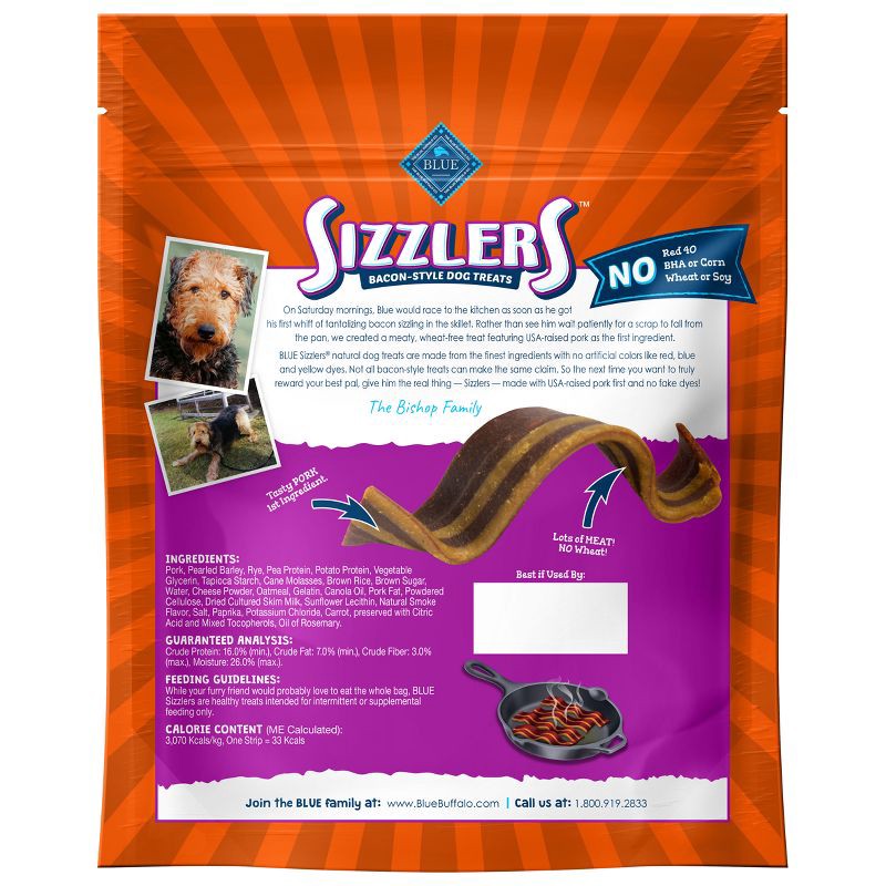 slide 2 of 4, Blue Buffalo Sizzlers Natural Bacon-Style Soft-Moist Dog Treats Original Pork - 15oz, 15 oz