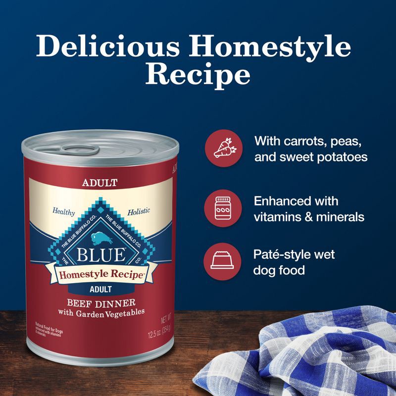 slide 4 of 10, Blue Buffalo Homestyle Recipe Natural Adult Wet Dog Food with Beef Flavor - 12.5oz, 12.5 oz