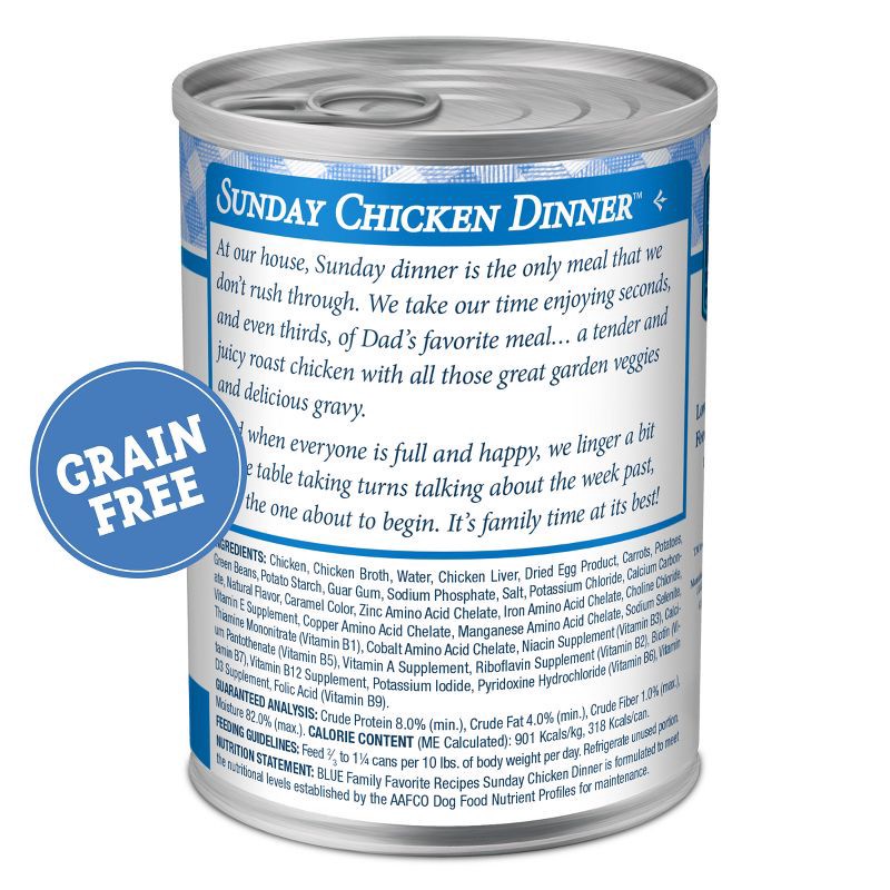 slide 2 of 10, Blue Buffalo Family Favorites Natural Adult Wet Dog Food with Sunday Chicken - 12.5oz, 12.5 oz