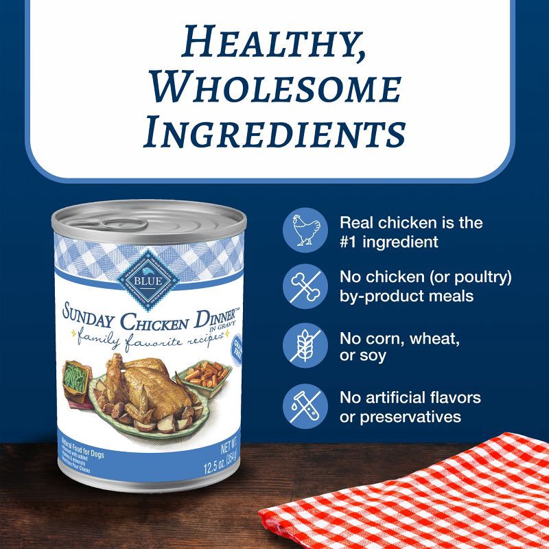 slide 4 of 10, Blue Buffalo Family Favorites Natural Adult Wet Dog Food with Sunday Chicken - 12.5oz, 12.5 oz