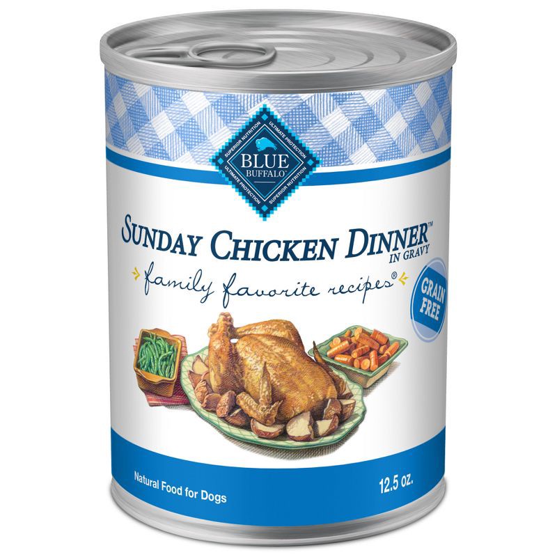 slide 1 of 10, Blue Buffalo Family Favorites Natural Adult Wet Dog Food with Sunday Chicken - 12.5oz, 12.5 oz