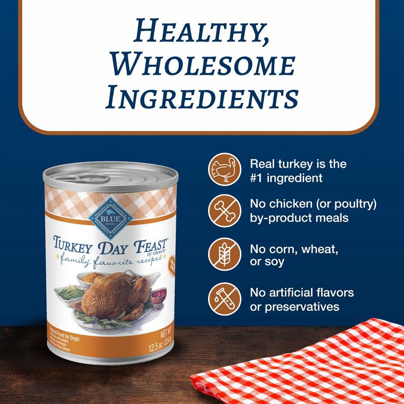 slide 4 of 10, Blue Buffalo Family Favorites Natural Adult Wet Dog Food with Turkey Day Feast - 12.5oz, 12.5 oz