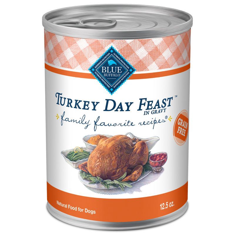 slide 1 of 10, Blue Buffalo Family Favorites Natural Adult Wet Dog Food with Turkey Day Feast - 12.5oz, 12.5 oz