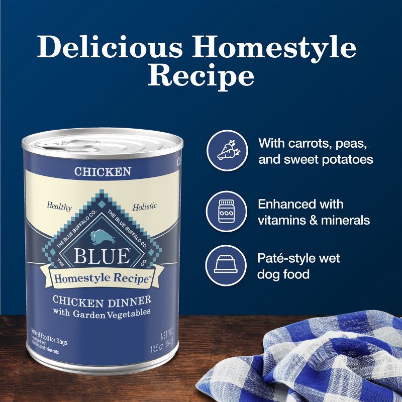 slide 4 of 10, Blue Buffalo Homestyle Recipe Natural Adult Wet Dog Food with Chicken Flavor - 12.5oz, 12.5 oz