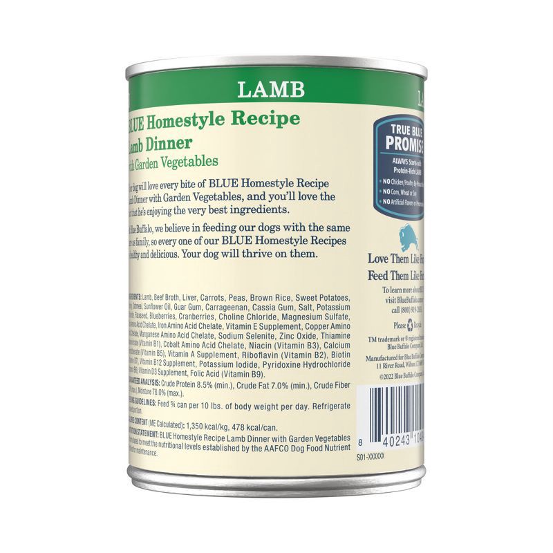 slide 2 of 5, Blue Buffalo Homestyle Recipe Natural Adult Wet Dog Food with Lamb Flavor - 12.5oz, 12.5 oz