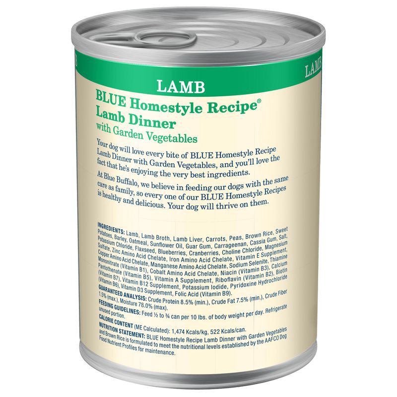 slide 3 of 5, Blue Buffalo Homestyle Recipe Natural Adult Wet Dog Food with Lamb Flavor - 12.5oz, 12.5 oz