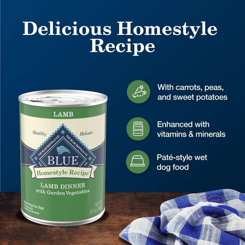 slide 4 of 11, Blue Buffalo Homestyle Recipe Natural Adult Wet Dog Food with Lamb Flavor - 12.5oz, 12.5 oz