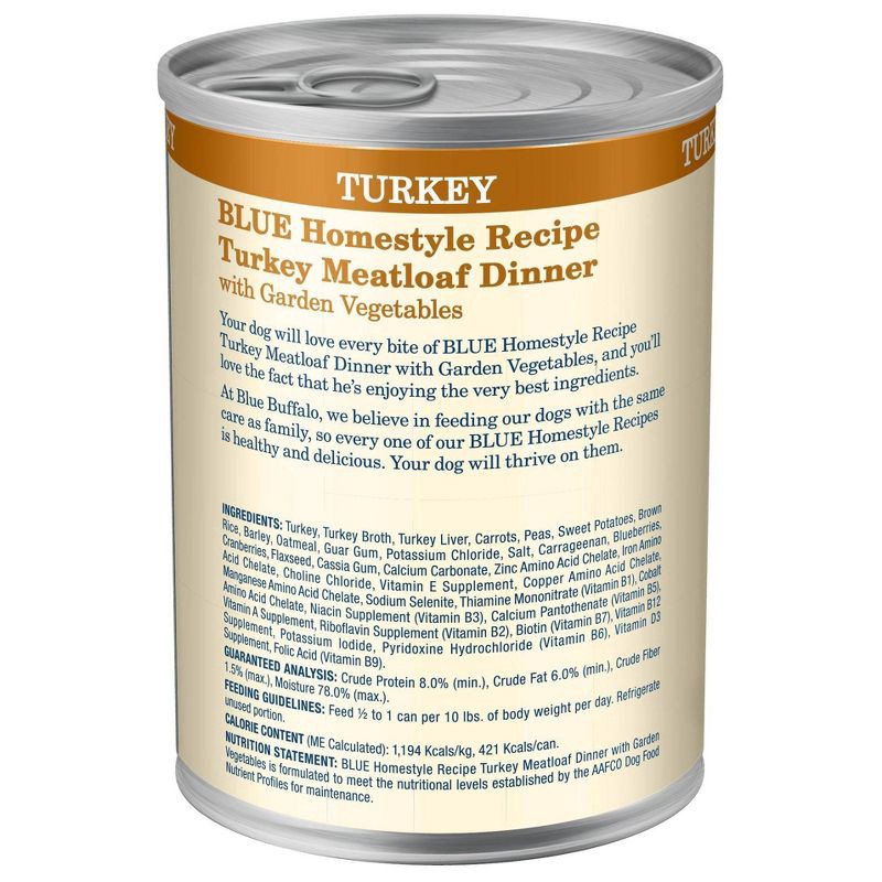 slide 2 of 4, Blue Buffalo Homestyle Recipe Natural Adult Wet Dog Food with Turkey Meatloaf - 12.5oz, 12.5 oz