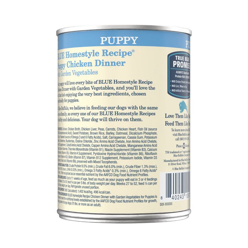 slide 2 of 10, Blue Buffalo Homestyle Recipe Natural Puppy Wet Dog Food Chicken Dinner with Garden Vegetables - 12.5oz, 12.5 oz