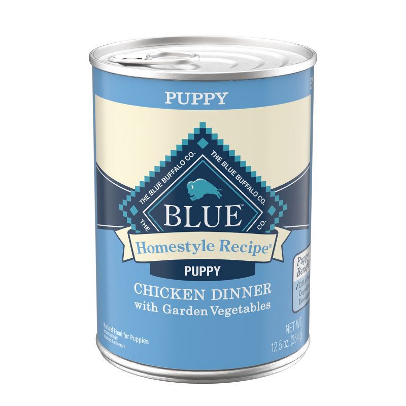 slide 1 of 10, Blue Buffalo Homestyle Recipe Natural Puppy Wet Dog Food Chicken Dinner with Garden Vegetables - 12.5oz, 12.5 oz