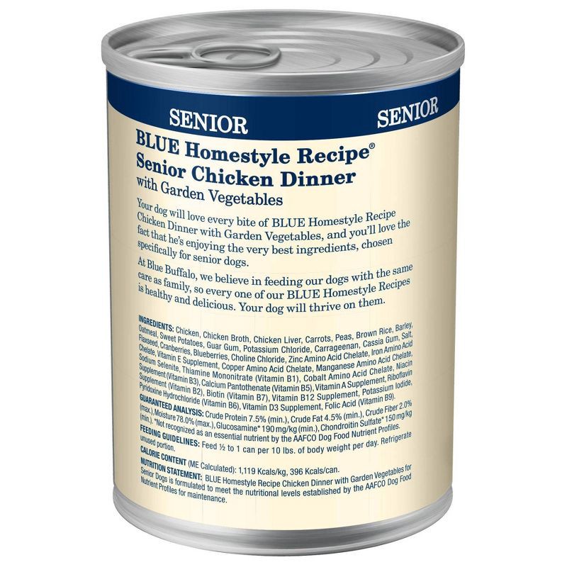 slide 2 of 10, Blue Buffalo Homestyle Recipe Natural Senior Wet Dog Food with Chicken - 12.5oz, 12.5 oz