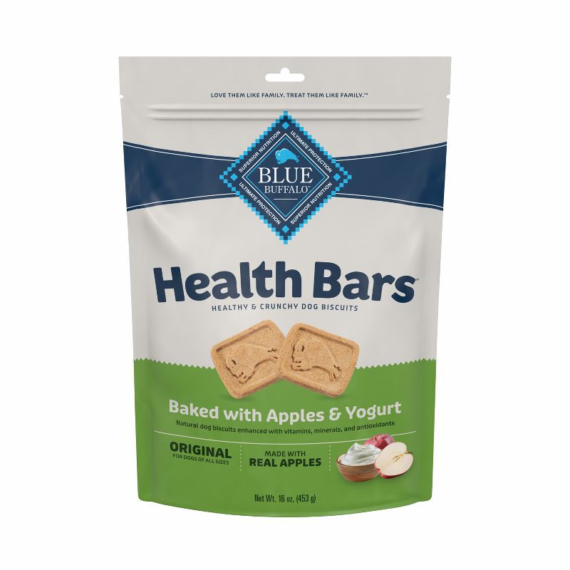 slide 1 of 4, Blue Buffalo Health Bars Natural Crunchy Dog Treats Biscuits with Apple & Yogurt Flavor - 16oz, 16 oz