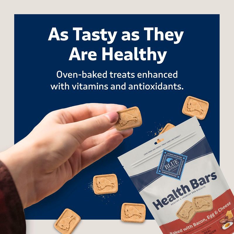 slide 7 of 9, Blue Buffalo Health Bars Natural Crunchy Dog Treats Biscuits with Bacon, Egg & Cheese Flavor - 16oz, 16 oz