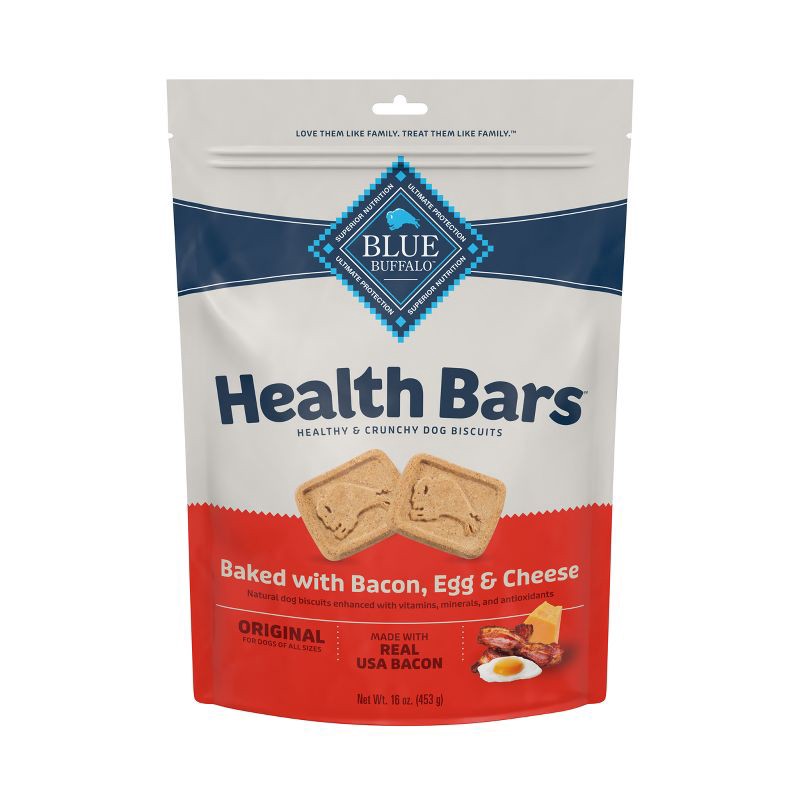 slide 1 of 4, Blue Buffalo Health Bars Natural Crunchy Dog Treats Biscuits with Bacon, Egg & Cheese Flavor - 16oz, 16 oz