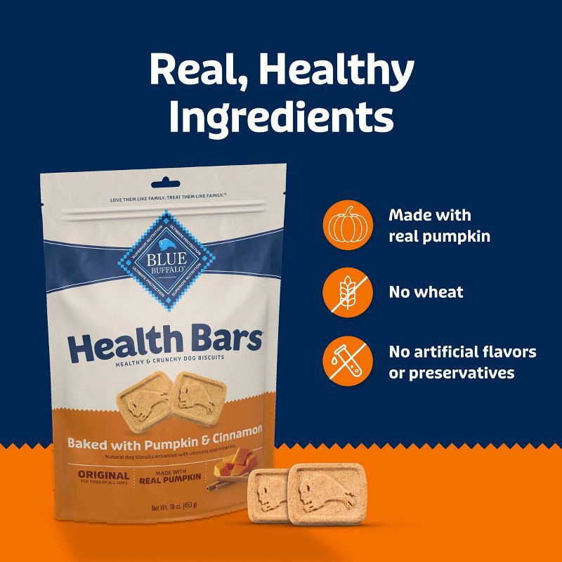 slide 6 of 10, Blue Buffalo Health Bars Pumpkin and Cinnamon Flavor Natural Crunchy Dog Treat Biscuits - 16oz, 16 oz