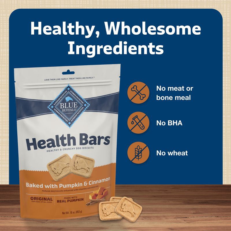 slide 7 of 9, Blue Buffalo Health Bars Pumpkin and Cinnamon Flavor Natural Crunchy Dog Treat Biscuits - 16oz, 16 oz