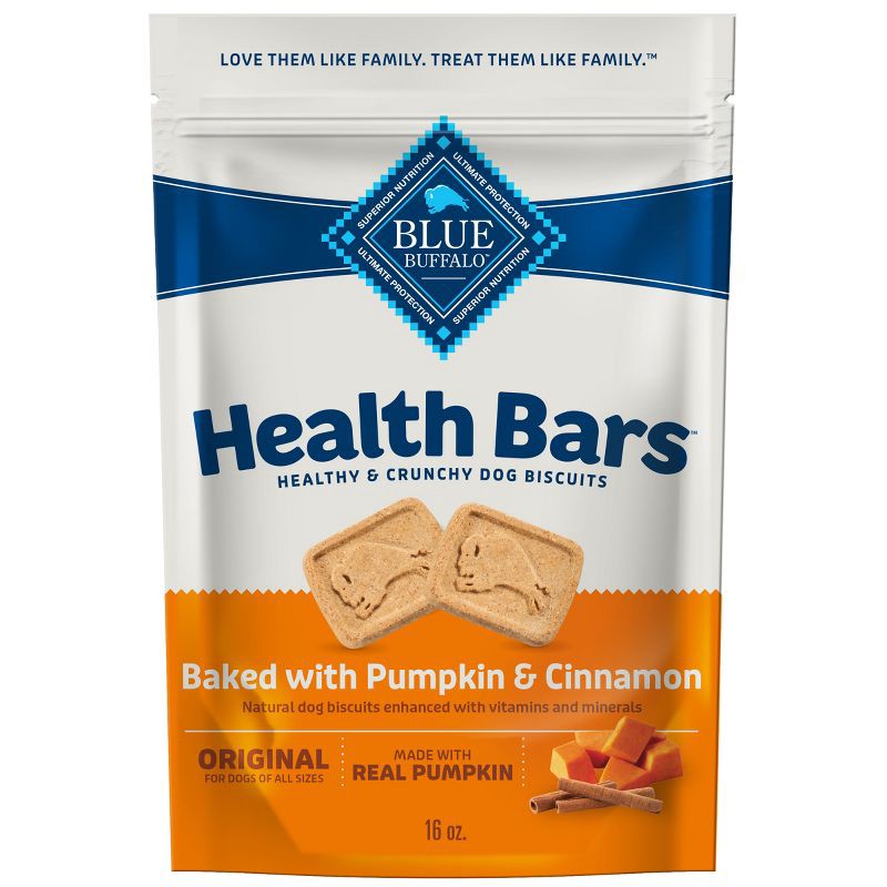 slide 1 of 9, Blue Buffalo Health Bars Pumpkin and Cinnamon Flavor Natural Crunchy Dog Treat Biscuits - 16oz, 16 oz