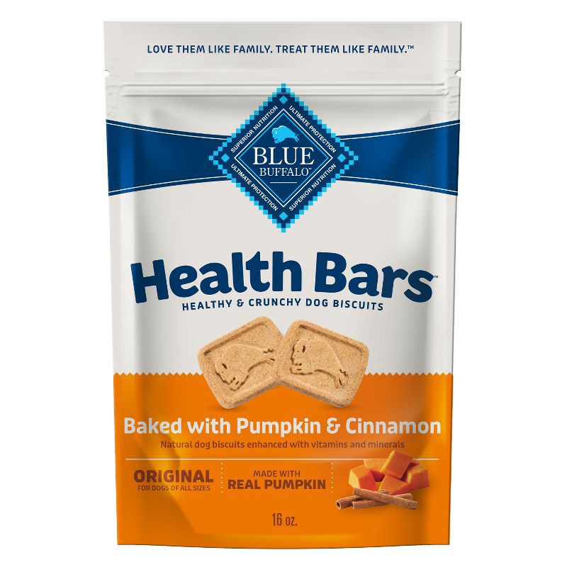 slide 1 of 10, Blue Buffalo Health Bars Pumpkin and Cinnamon Flavor Natural Crunchy Dog Treat Biscuits - 16oz, 16 oz