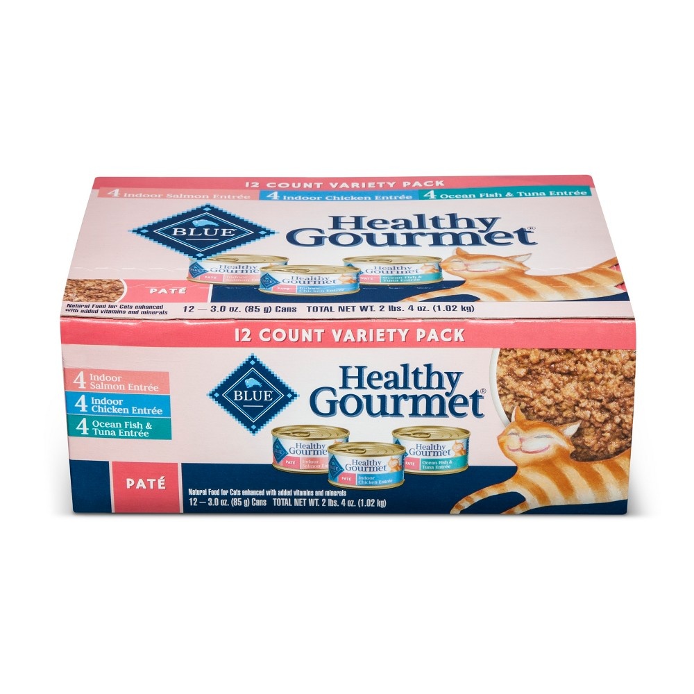 slide 2 of 2, Blue Buffalo Healthy Gourmet Adult Pate (Variety Pack) - Wet Cat Food, 12 ct