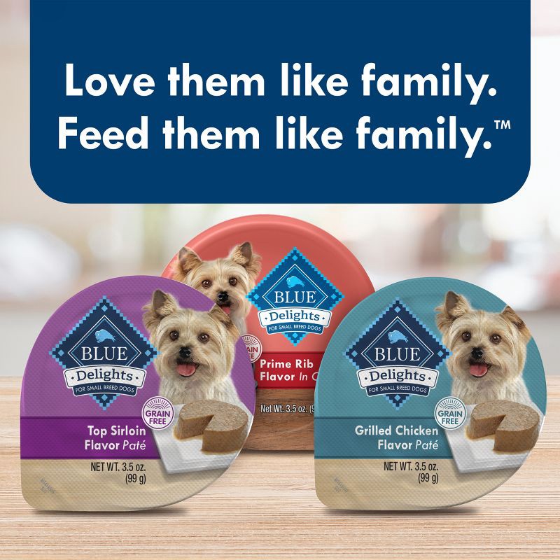 slide 9 of 11, Blue Buffalo Delights Natural Adult Small Breed Wet Dog Food Cups Pate Style, Grilled Chicken & Top Sirloin Beef Flavor - 3.5oz/12ct, 12 ct; 3.5 oz