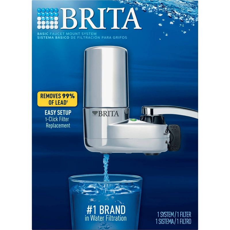 slide 12 of 14, Brita Tap Water Faucet Filtration System - Chrome: Filters Chlorine & Lead, Fits Most Standard Faucets, 1 ct