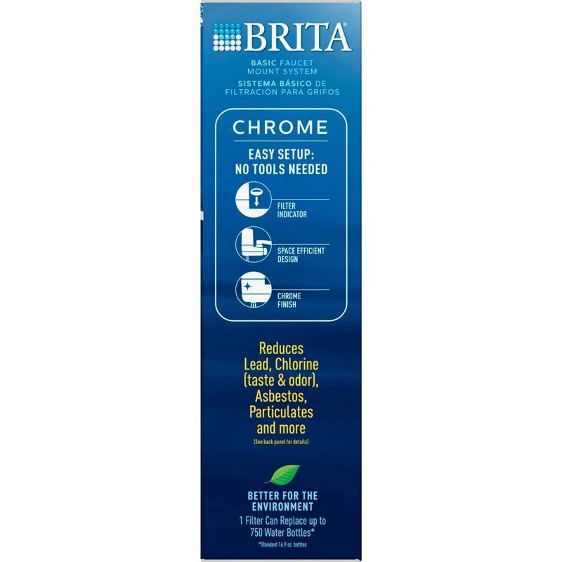 slide 14 of 14, Brita Tap Water Faucet Filtration System - Chrome: Filters Chlorine & Lead, Fits Most Standard Faucets, 1 ct