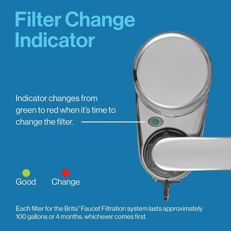slide 3 of 14, Brita Tap Water Faucet Filtration System - Chrome: Filters Chlorine & Lead, Fits Most Standard Faucets, 1 ct