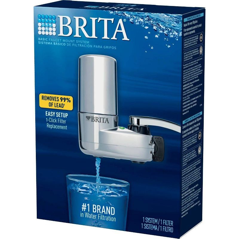 slide 8 of 14, Brita Tap Water Faucet Filtration System - Chrome: Filters Chlorine & Lead, Fits Most Standard Faucets, 1 ct