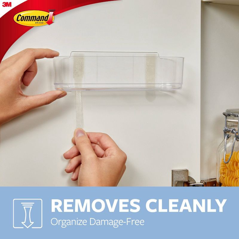 slide 5 of 10, Command Large Sized Caddy with Strips: Clear Plastic Wall Organizer, Universal Storage, Command Strip Shelf, 4lb Capacity, 4 lb