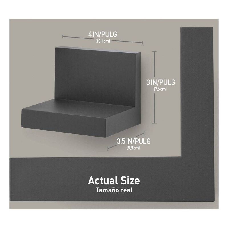 slide 3 of 15, Command Display Ledges Black: Floating Wall Shelf Set, 2 Picture Ledges, Plastic, Slate, 2lb Capacity, No Tools Required, 2 lb