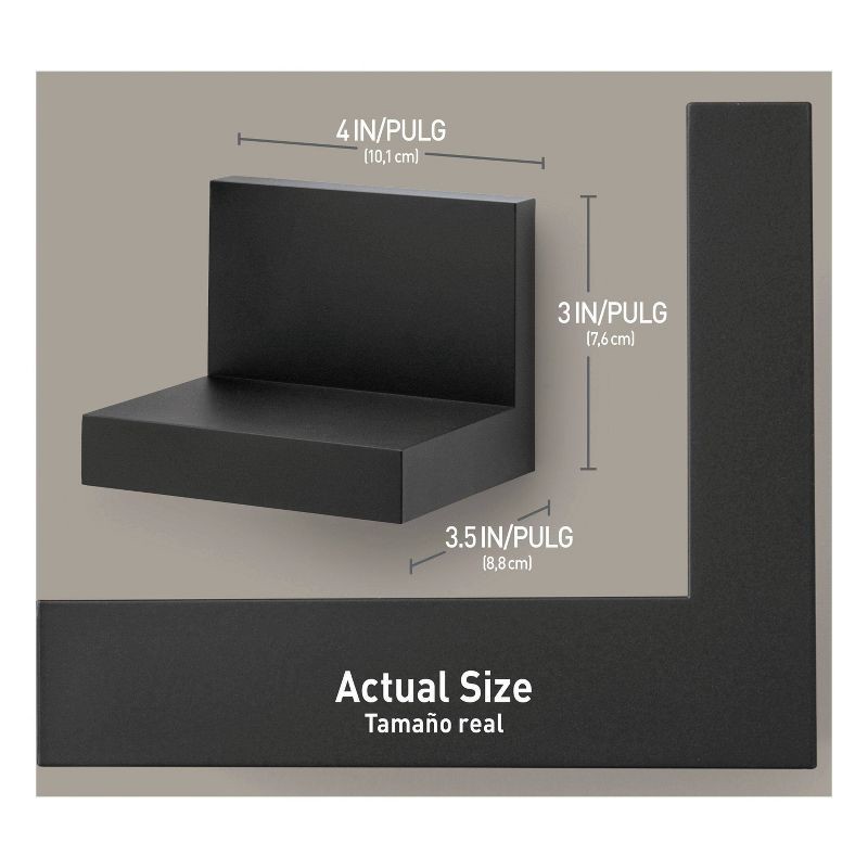 slide 7 of 15, Command Display Ledges Black: Floating Wall Shelf Set, 2 Picture Ledges, Plastic, Slate, 2lb Capacity, No Tools Required, 2 lb