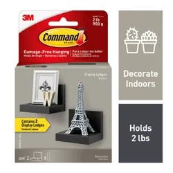 Command Display Ledges Black: Floating Wall Shelf Set, 2 Picture Ledges, Plastic, Slate, 2lb Capacity, No Tools Required