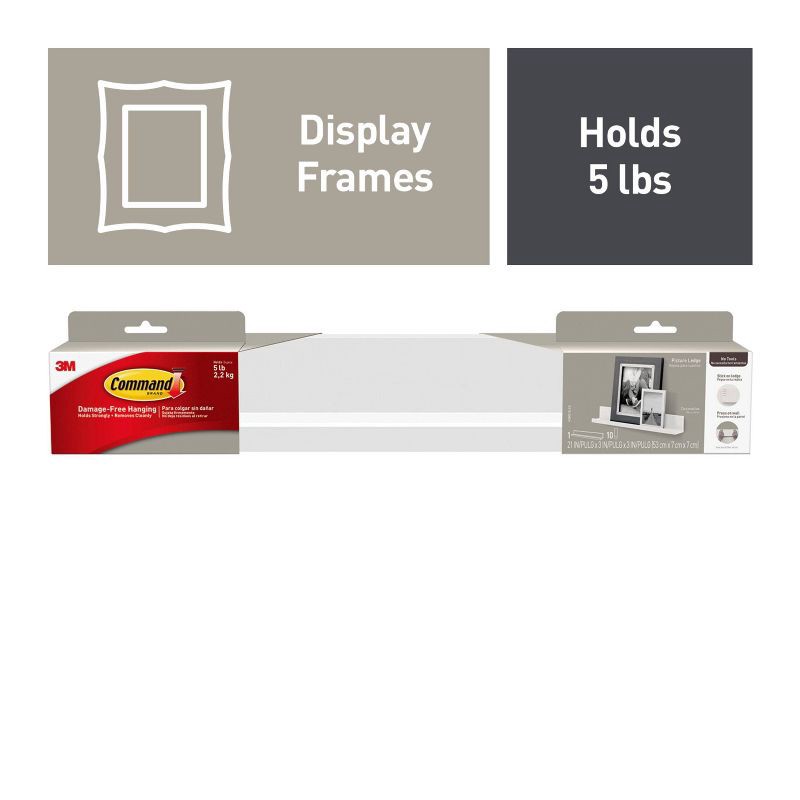 slide 2 of 12, Command Picture Ledge, Quartz, 1 Ledge, 10 Medium Strips, Decorate Damage-Free, 1 ct