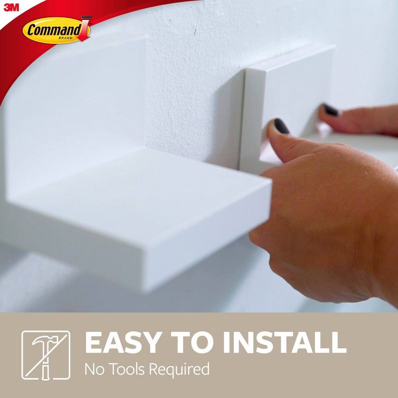 slide 6 of 14, Command Display Ledges White: Floating Wall Shelf Set, 2 Picture Ledges, Off-White, Plastic, No Tools Needed, 1 ct