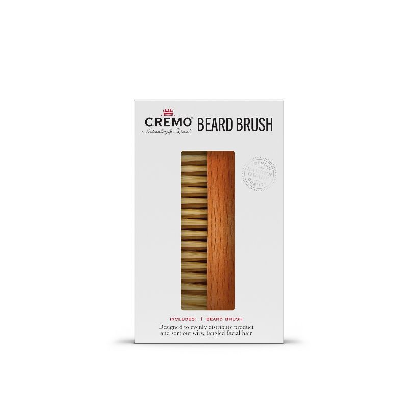 slide 1 of 7, Cremo Premium Beard Brush with Wood Handle - Shaping & Styling - 1ct, 1 ct