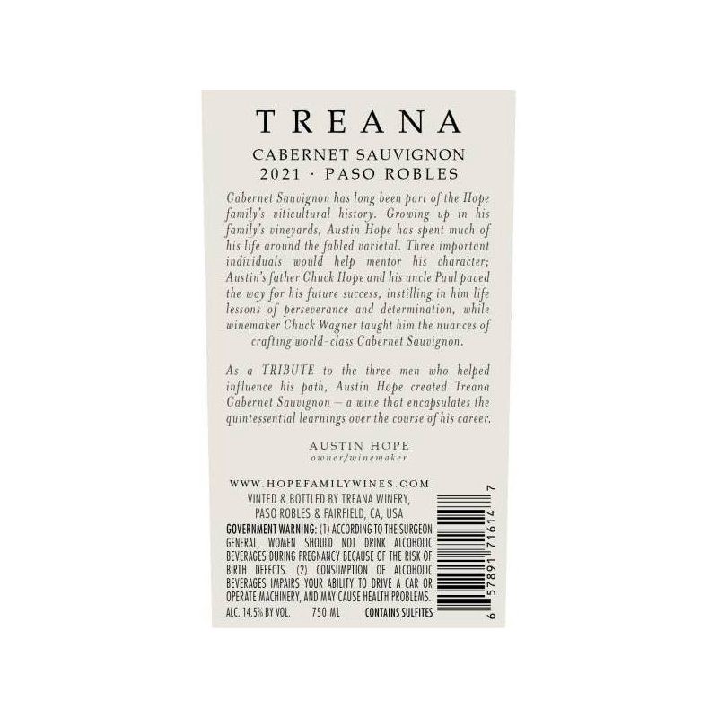 slide 2 of 6, Treana Cabernet Sauvignon Red Wine - 750ml Bottle, 750 ml