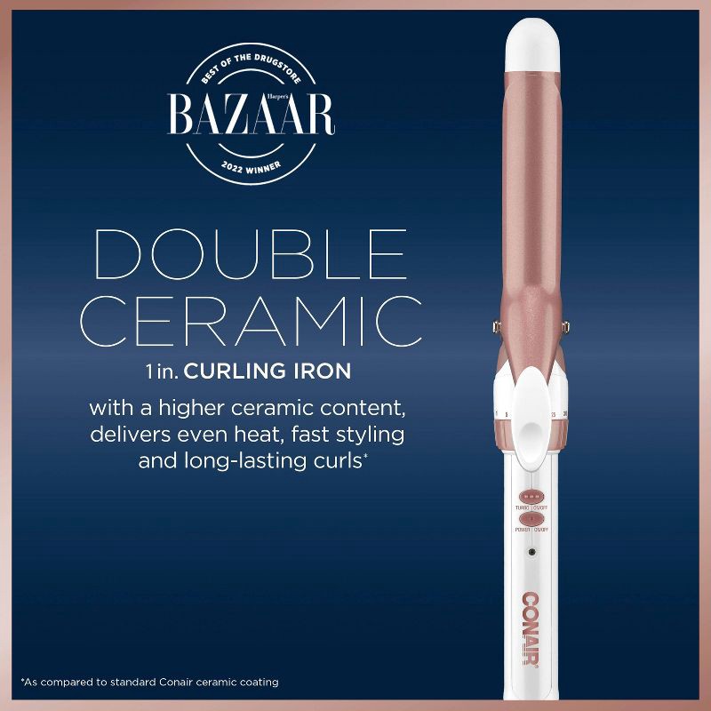 slide 3 of 8, Conair Double Ceramic Rose Gold Curling Iron - 1", 1 ct